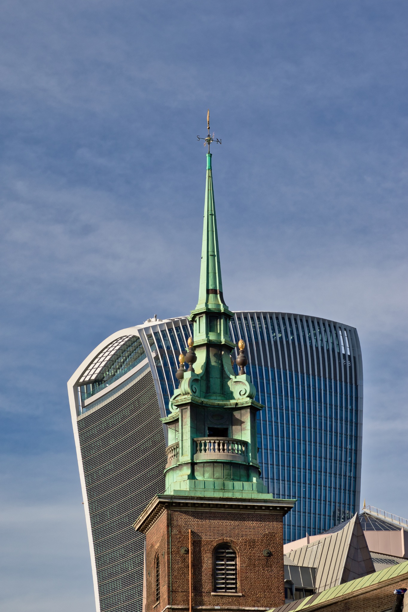 Church Steeple and Modern Skyscraper, London