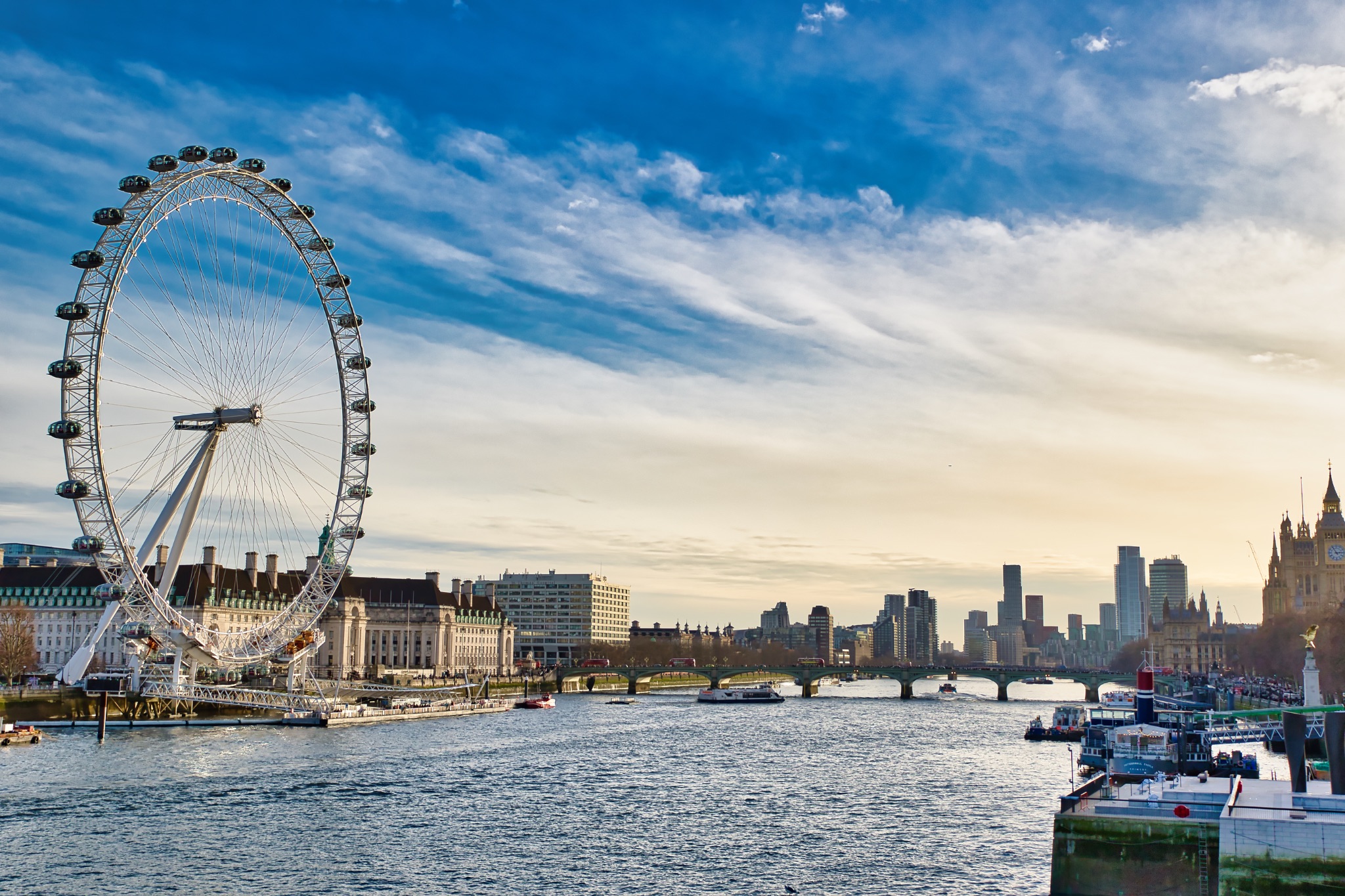 London Eye and Thames River Skyline