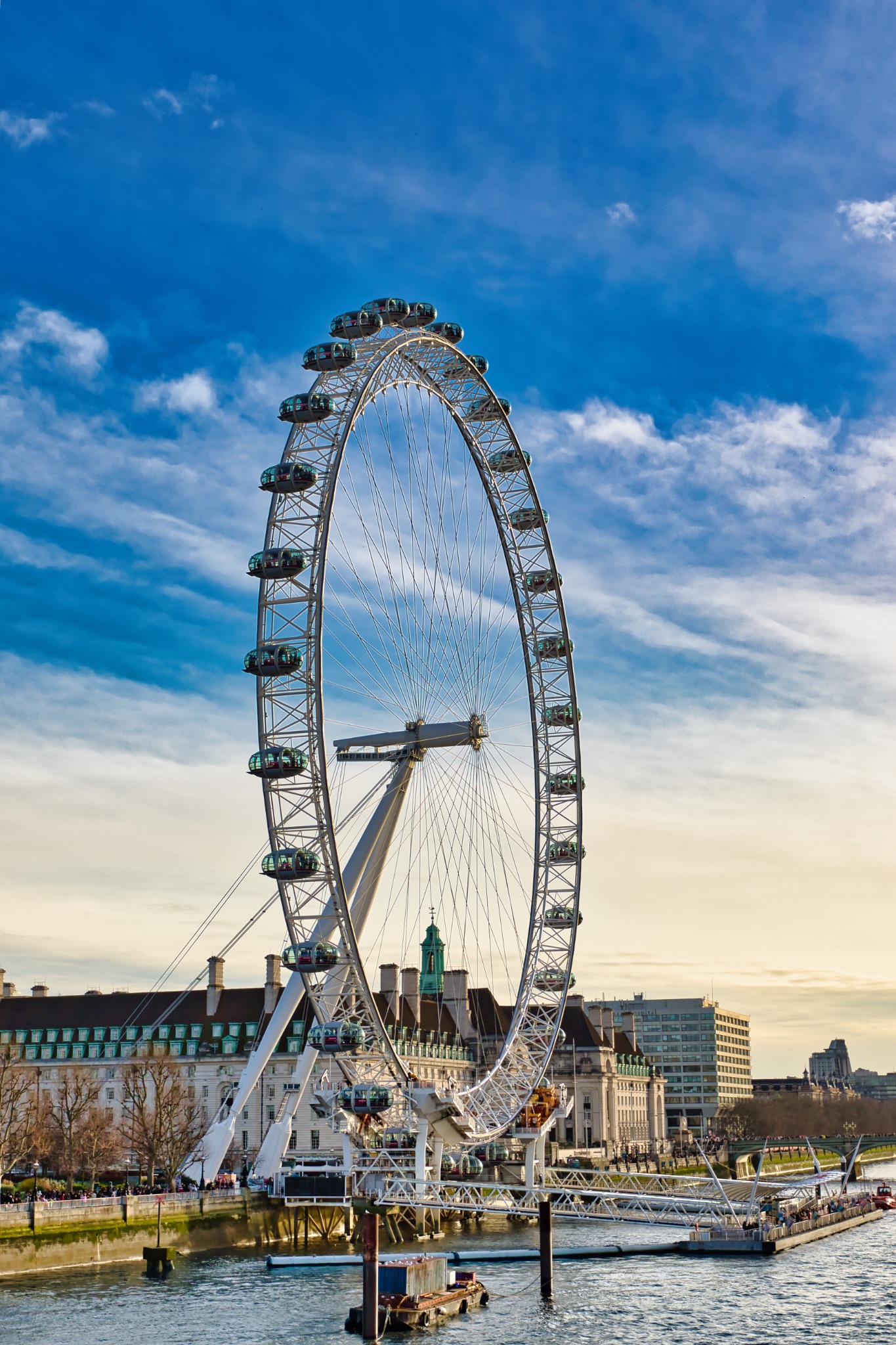 London Eye Ferris Wheel with Cityscape and River