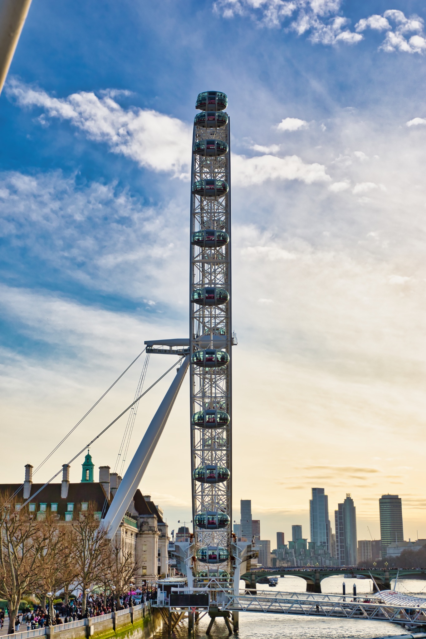 London Eye Ferris Wheel with Cityscape Background