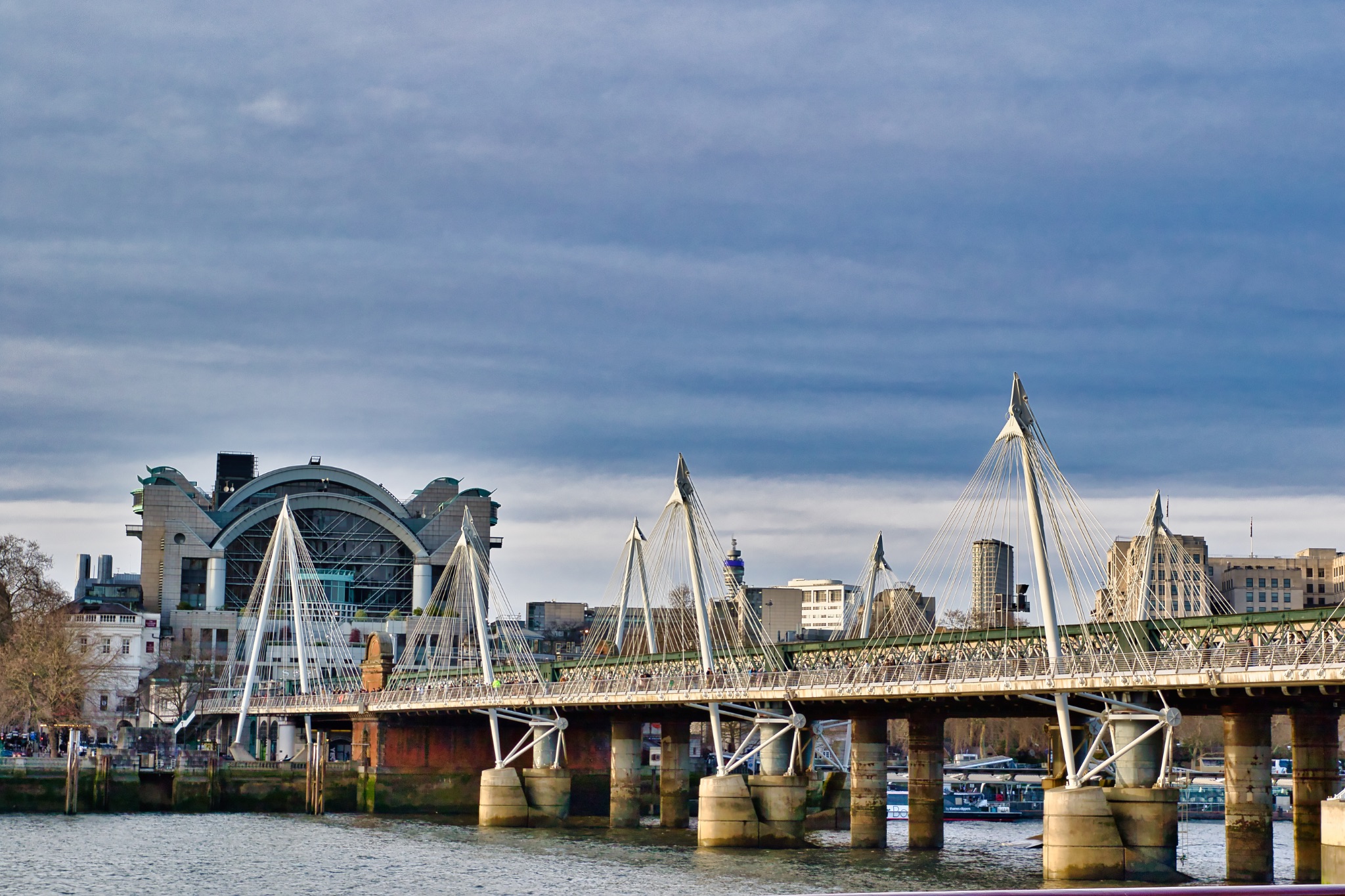 London Cable-Stayed Bridge and Modern Building