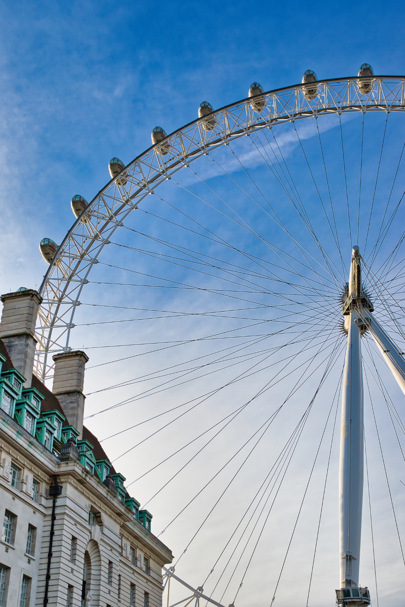 London Eye Ferris Wheel Partial View with Adjacent Building