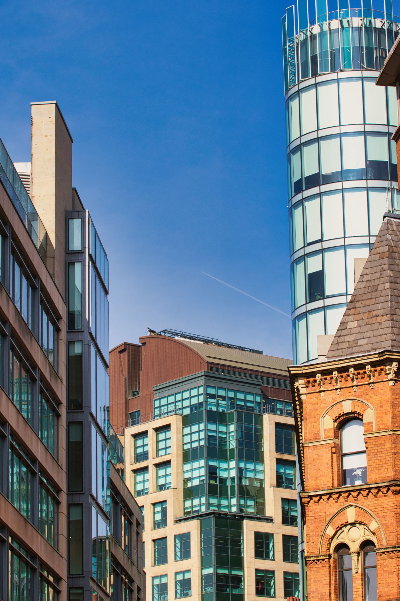 Buildings and Clear Sky in Manchester, UK.