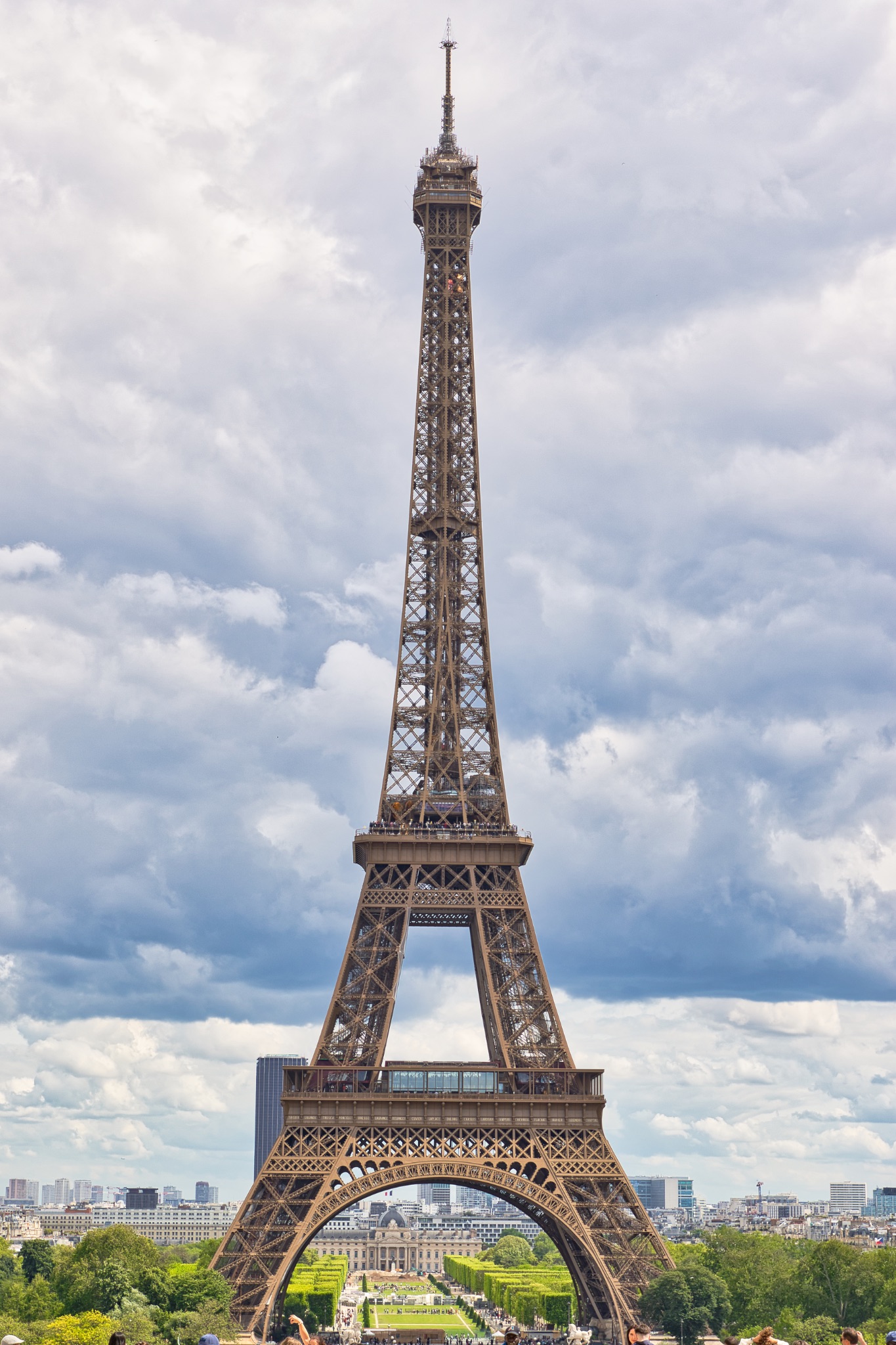 Eiffel Tower Paris Against Cloudy Sky