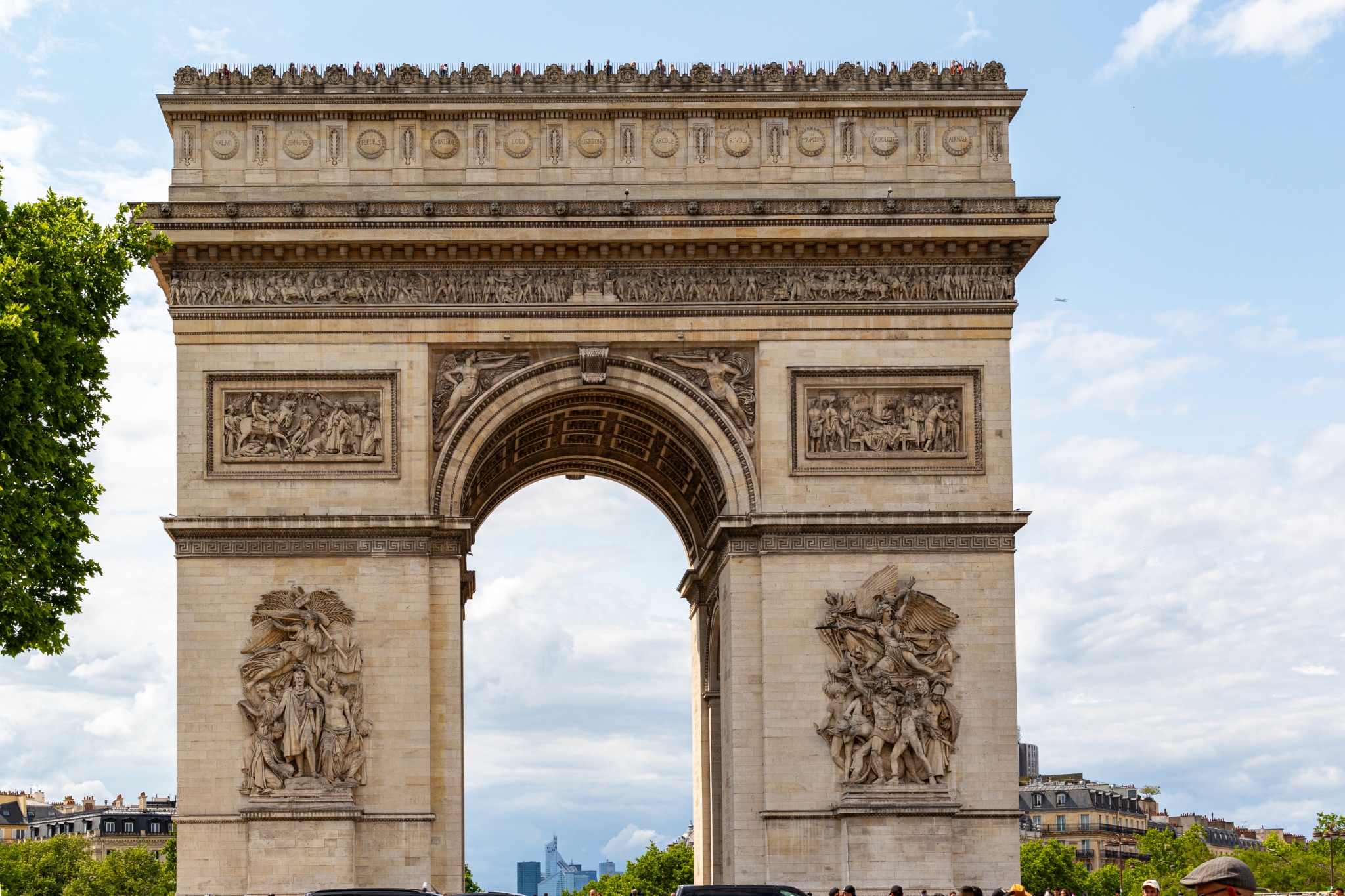 Arc de Triomphe with Reliefs and Cityscape, Paris
