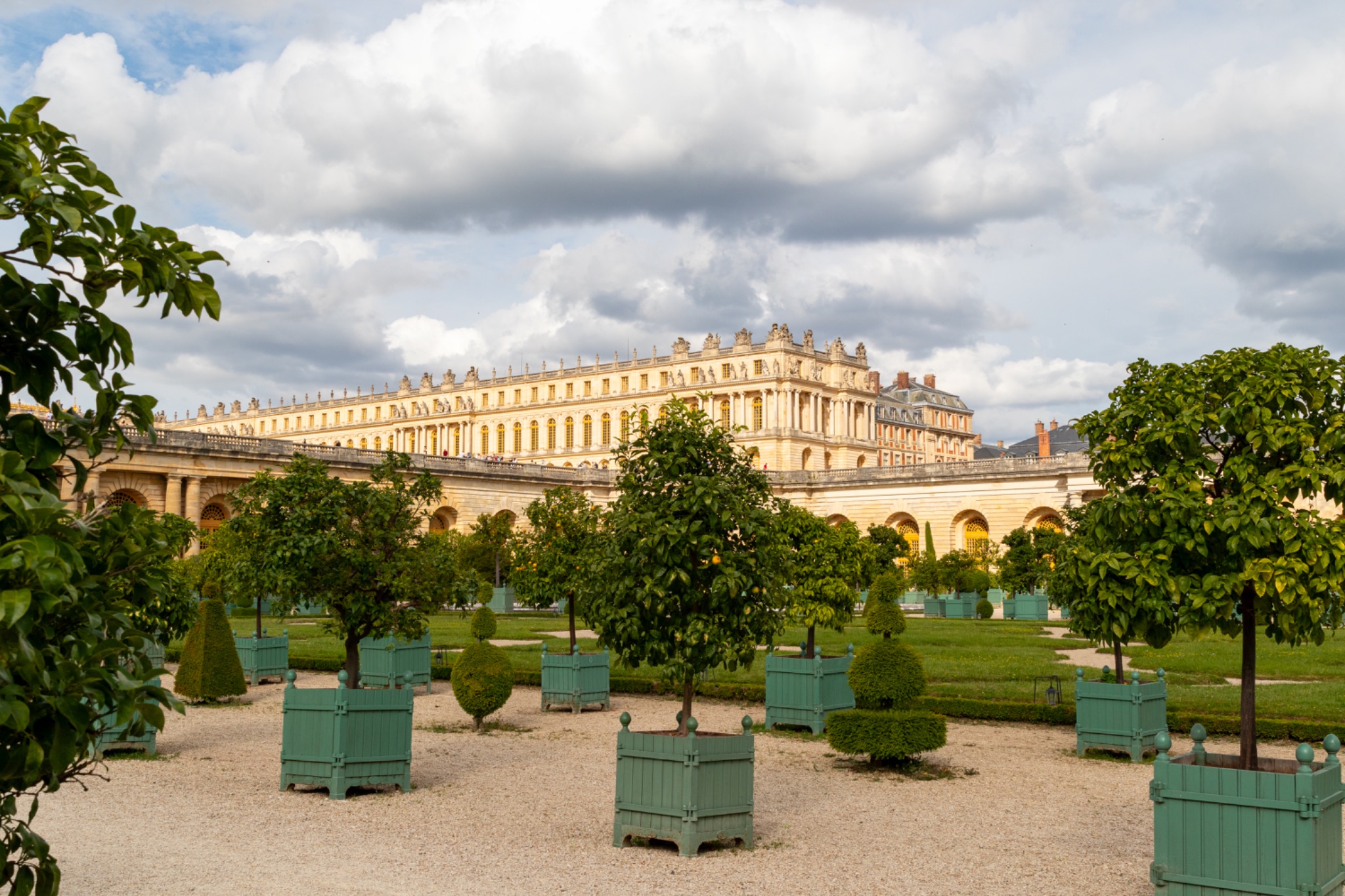 Versailles Palace View from Garden with Potted Trees